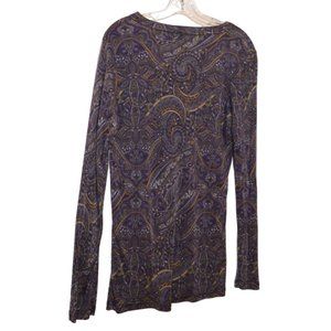 Winter Silks (R) 55% Silk 45% Viscose Long Sleeves V-Neck Purple Floral Prints L